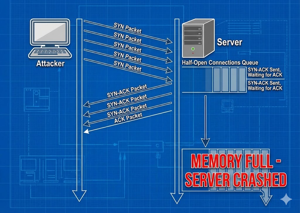 SYN Flood Attack Diagram