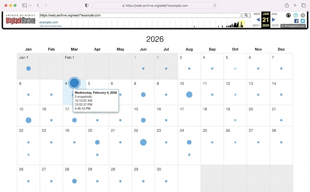 Wayback Machine Interface